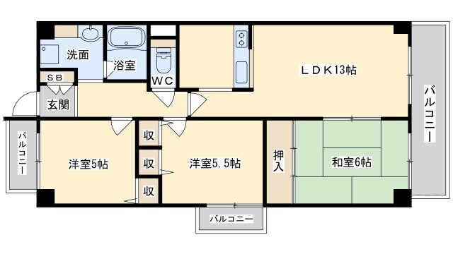 サワン東太田の物件間取画像