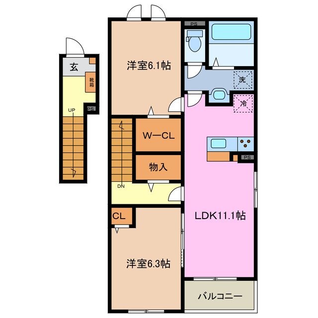 東員駅 徒歩15分 2階の物件間取画像