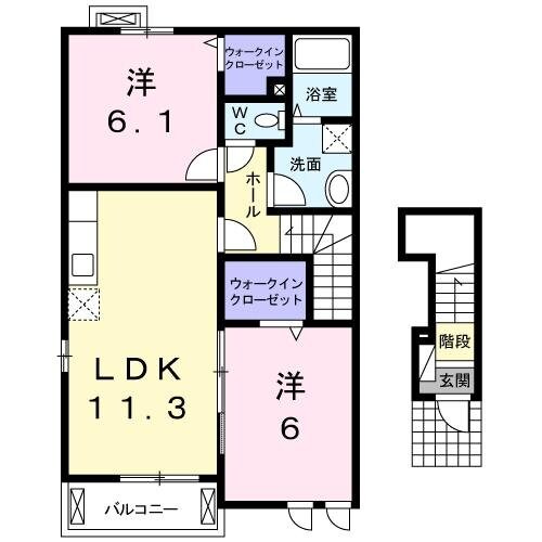 近鉄四日市駅 バス37分  三交バス・小林新田下車：停歩3分 2階の物件間取画像