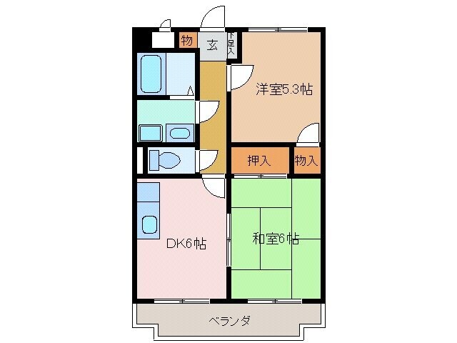 中菰野駅 徒歩8分 2階の物件間取画像