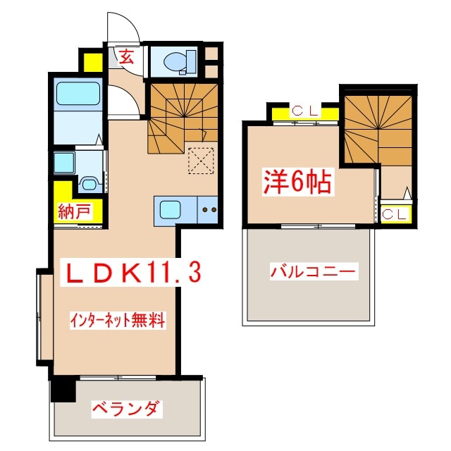 Ｅａｓｔ　Ｔｅｒｒａｃｅ　下荒田の物件間取画像