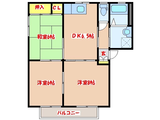 バリュージュ亀山　Ａ棟の物件間取画像