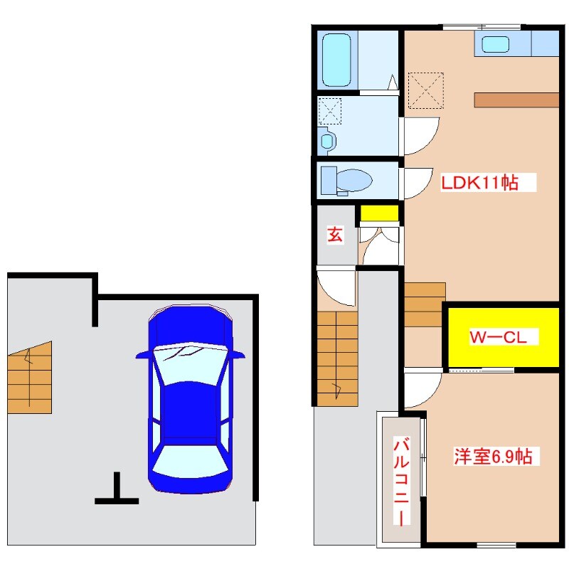 ガレージハウス隈之城の物件間取画像