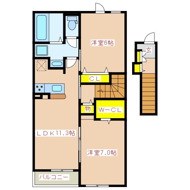セレーノサンドウⅡの物件間取画像