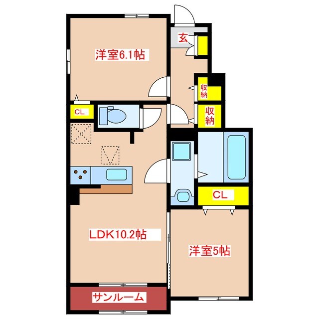 カレント　ライズ　天辰の物件間取画像