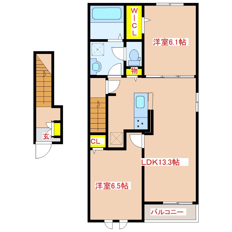 オリーブハウスＢの物件間取画像