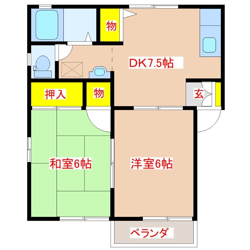 グリンビュー大里　Ａ棟の物件間取画像