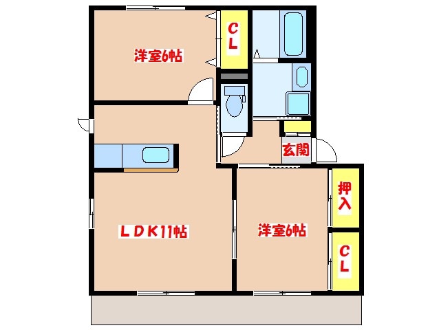 バリュージュ亀山　Ｂ棟の物件間取画像