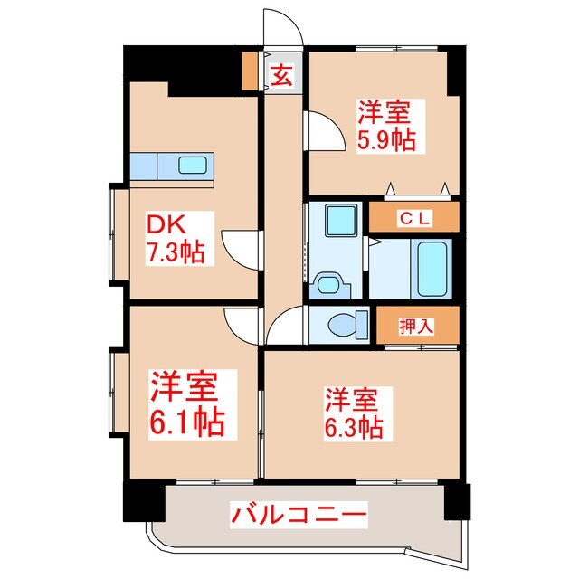 パームヒルズマンションの物件間取画像