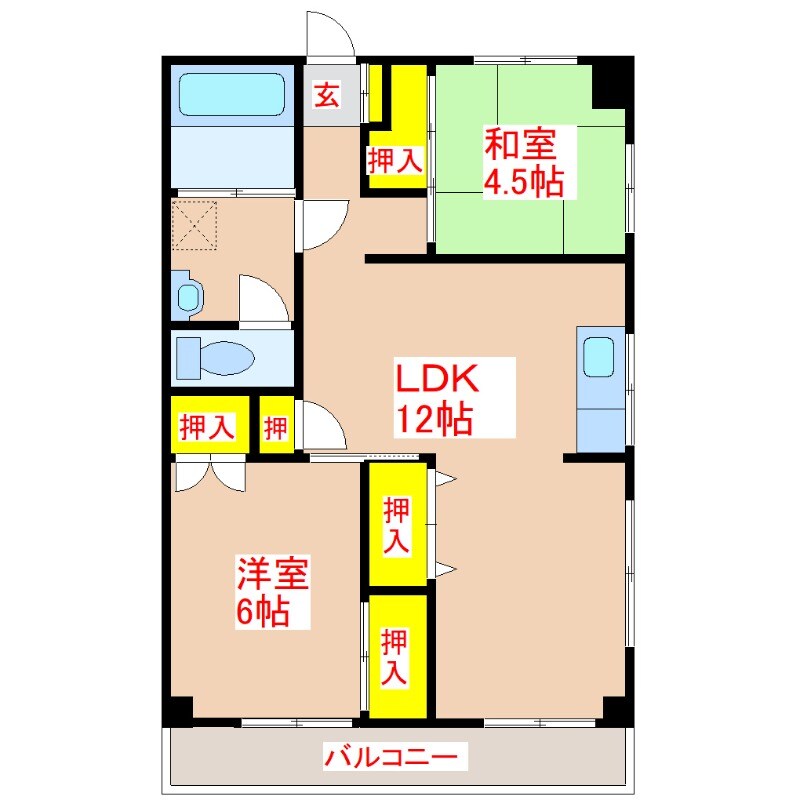 南峰ハイツ田上の物件間取画像