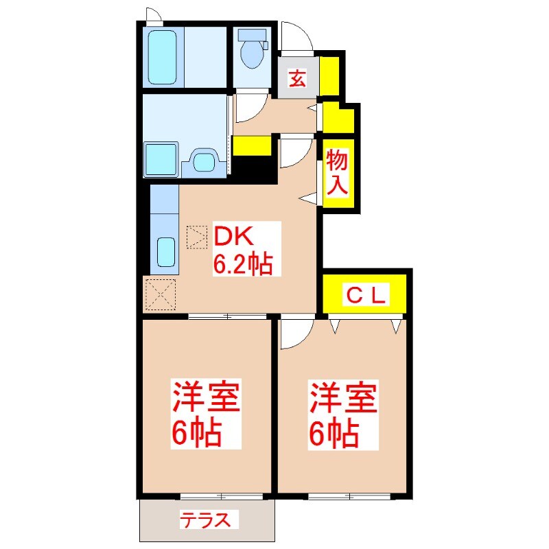 スプリング・ヒルズ　Ｂの物件間取画像