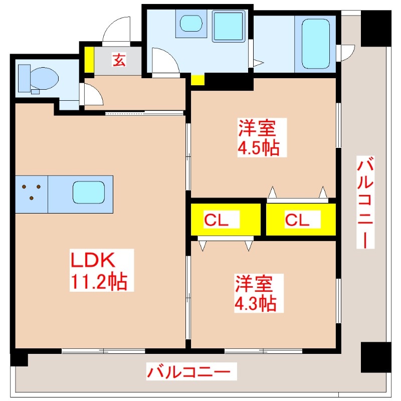 リアンシエルブルー高麗の物件間取画像