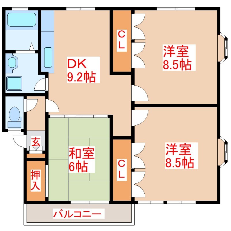 グリーンハイツ　Ｂ棟の物件間取画像