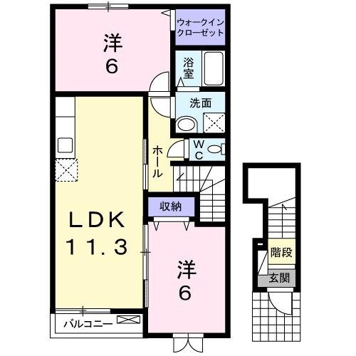 平田町駅 徒歩23分 2階の物件間取画像