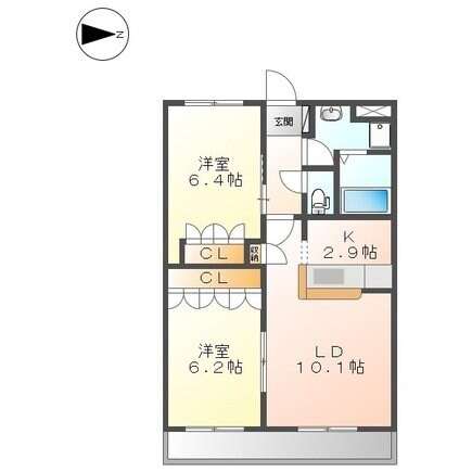 箕田駅 徒歩2分 2階の物件間取画像