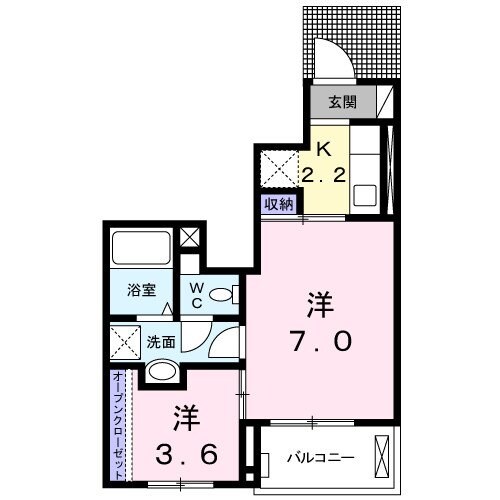 玉垣駅 徒歩17分 1階の物件間取画像