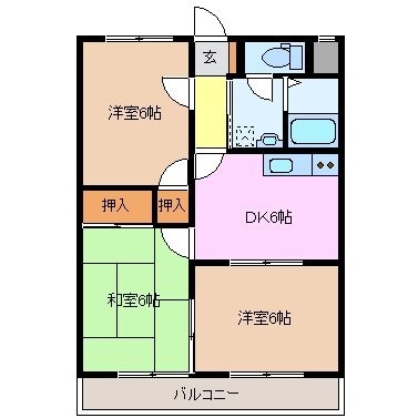 箕田駅 徒歩3分 2階の物件間取画像