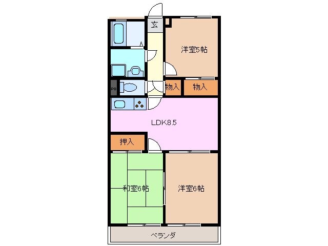 三日市駅 徒歩14分 6階の物件間取画像