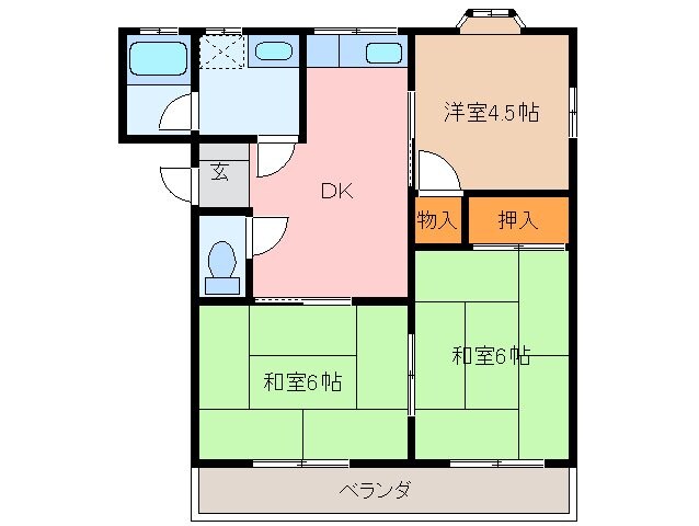 玉垣駅 徒歩22分 2階の物件間取画像