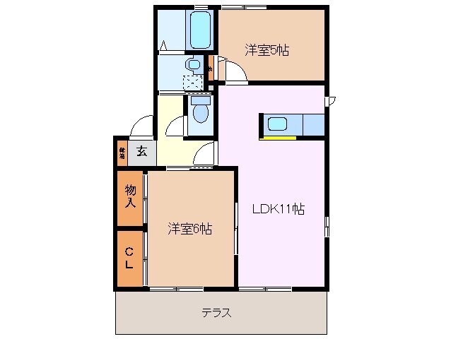 サンポート松寺Ｂ棟の物件間取画像