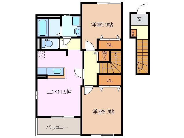 伊勢朝日駅 徒歩27分 2階の物件間取画像