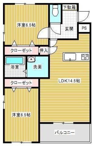 大矢知駅 徒歩10分 2階の物件間取画像