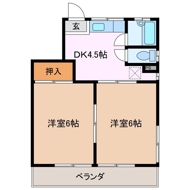 玉垣駅 徒歩25分 1階の物件間取画像