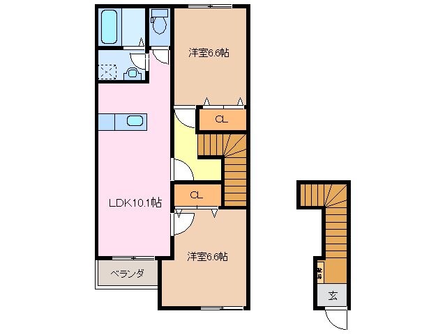 玉垣駅 徒歩14分 2階の物件間取画像