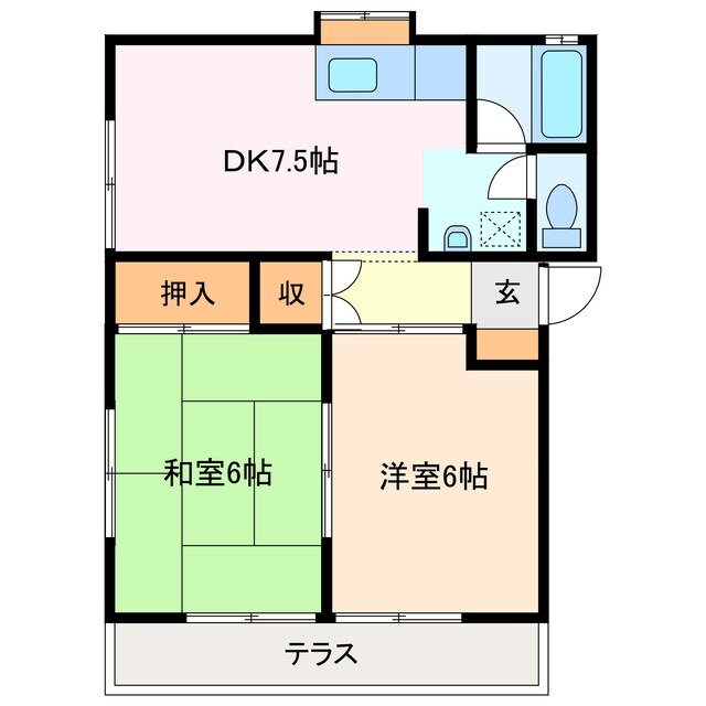 ファミール千代崎 B棟の物件間取画像