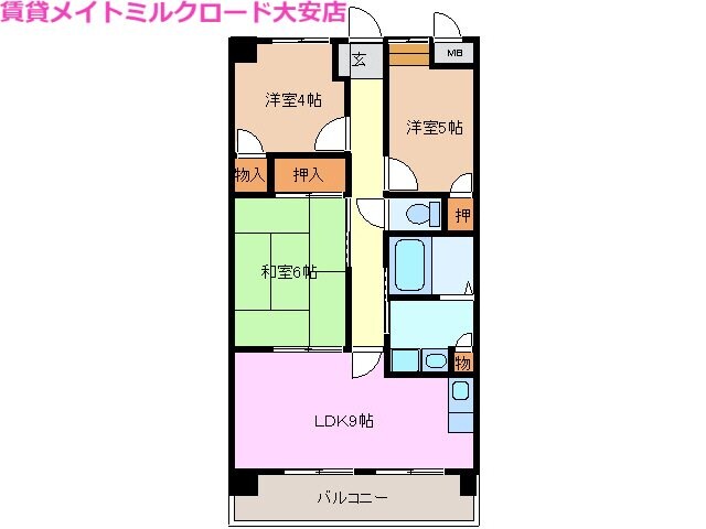 楚原駅 徒歩5分 4階の物件間取画像