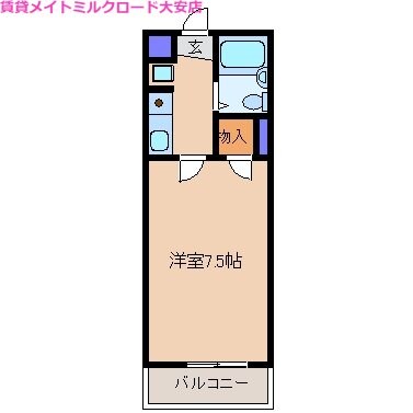 楚原駅 徒歩7分 1階の物件間取画像