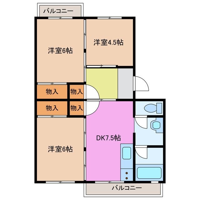 コーポ新町Aの物件間取画像