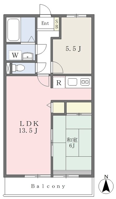 サンビレッジ摂津Ａ棟の物件間取画像