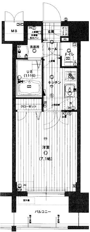箱崎駅 徒歩3分 6階の物件間取画像