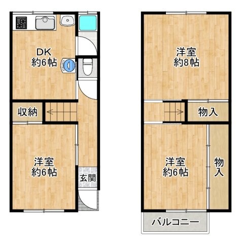 門真市朝日町貸家(事務所使用・大型犬飼育可)の物件間取画像