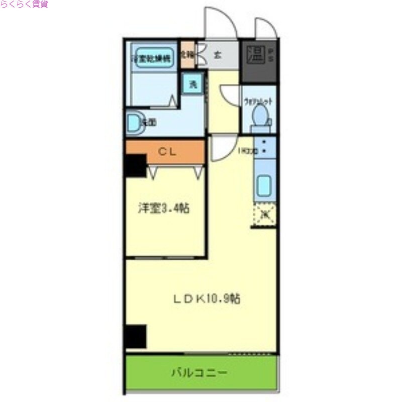 玉造駅 徒歩3分 9階の物件間取画像