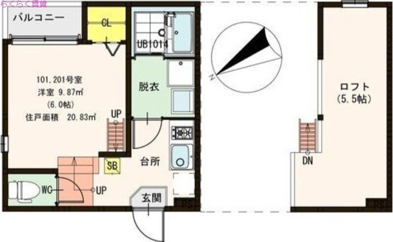 ハーモニーテラス桑津IIの物件間取画像