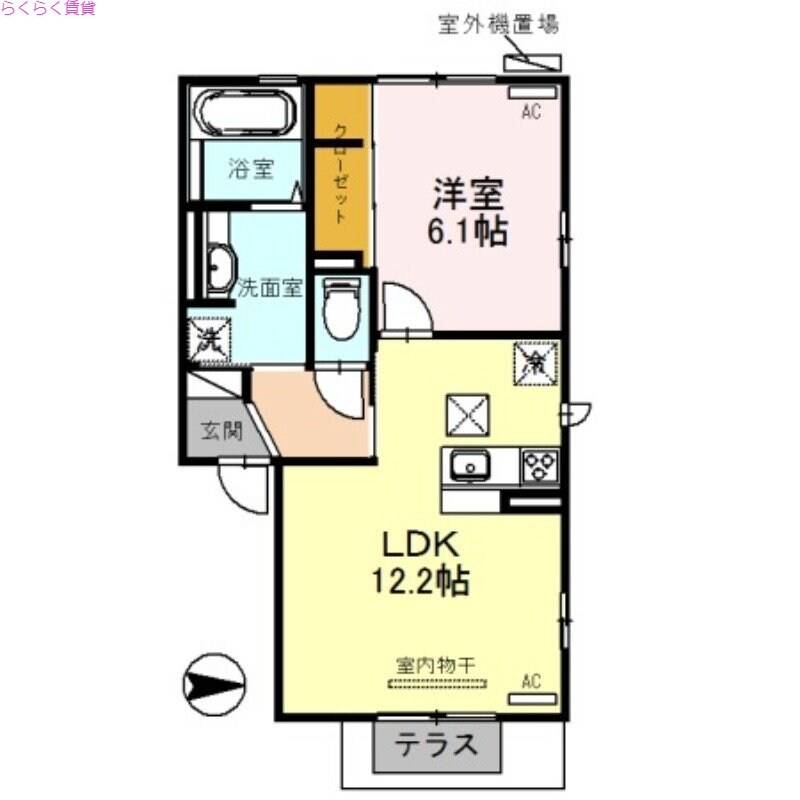 寺田駅 徒歩5分 1階の物件間取画像