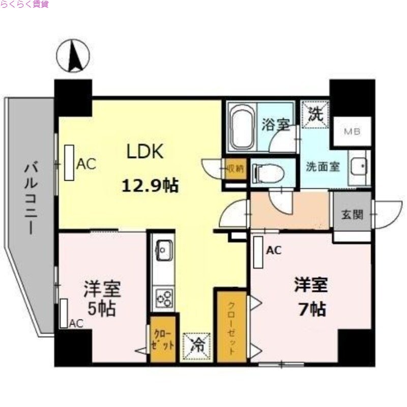 玉造駅 徒歩3分 4階の物件間取画像