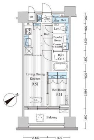 MFPRコート赤坂見附の物件間取画像