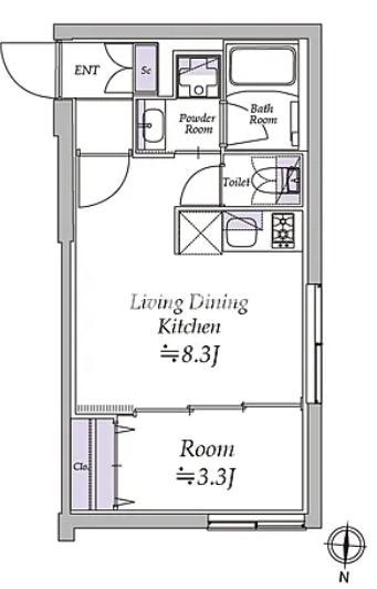 アトリオフラッツ清澄白河の物件間取画像