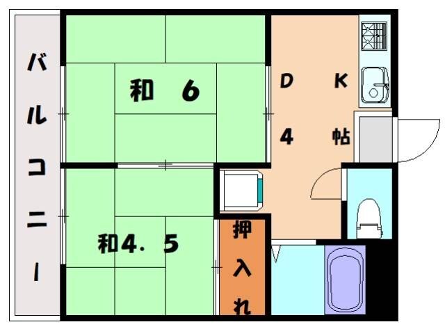 みどりヶ丘ハイツAの物件間取画像