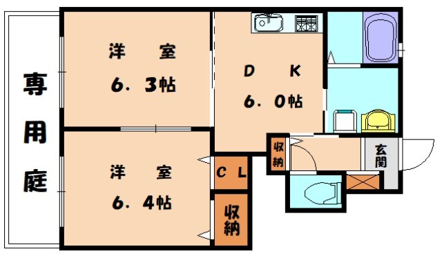 ルミエール・パル新宮Bの物件間取画像