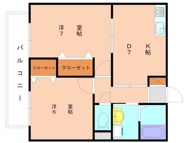 カロス古賀Aの物件間取画像