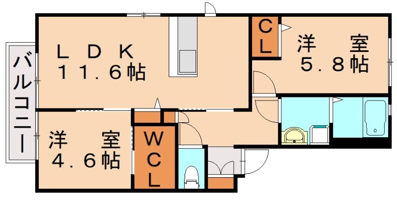 シティハイム大橋の物件間取画像