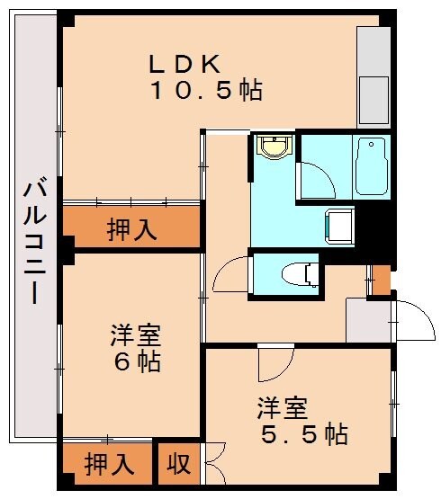 ビレッジハウス宗像２号棟の物件間取画像