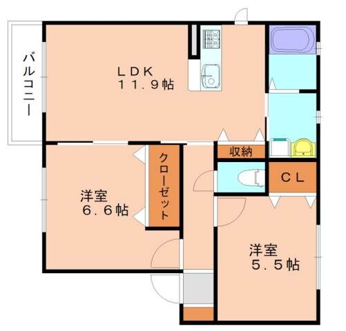 赤間駅 徒歩29分 1階の物件間取画像