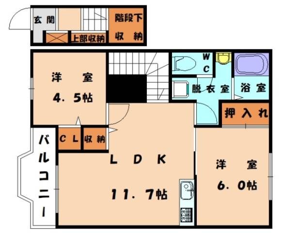 福工大前駅 徒歩21分 2階の物件間取画像