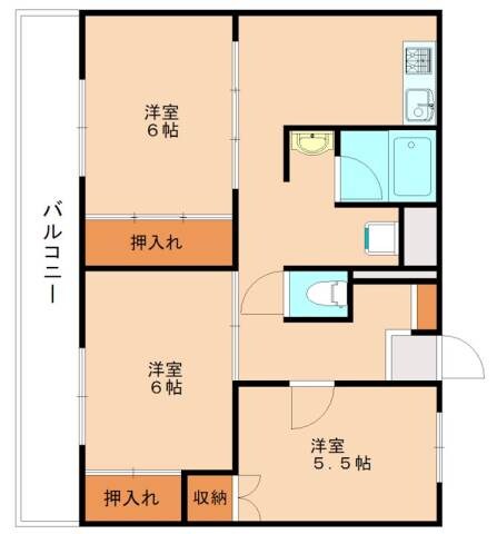 ビレッジハウス宗像　1号棟の物件間取画像