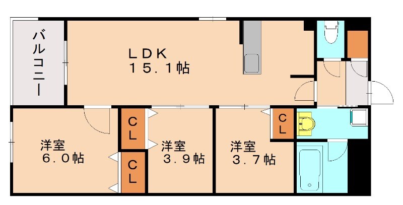 MODERN PALAZZO姪浜Ⅱの物件間取画像